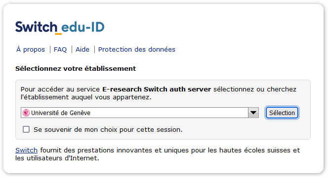 Mire de login Switch edu-ID