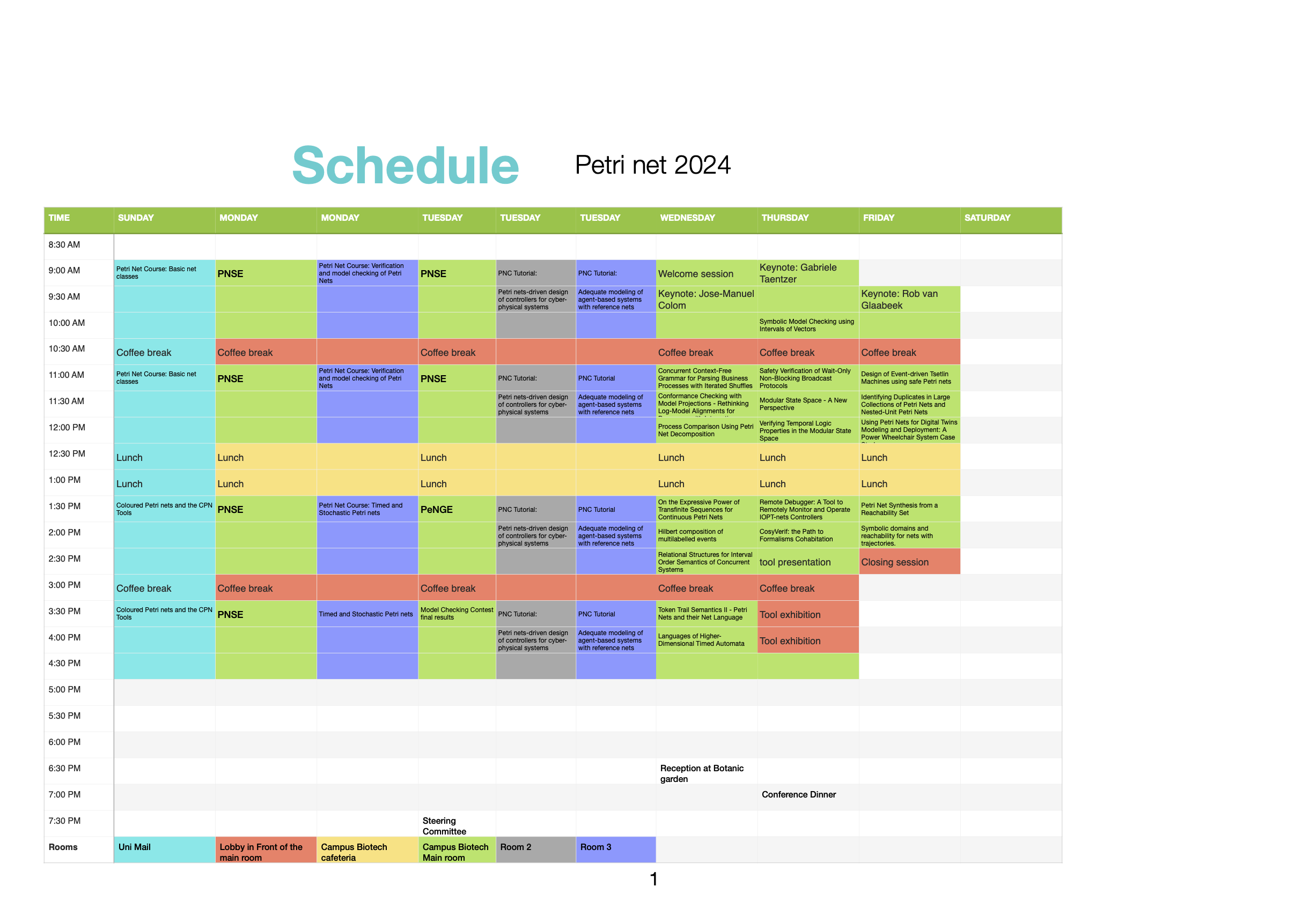 Schedule Petri Nets 2024 UNIGE